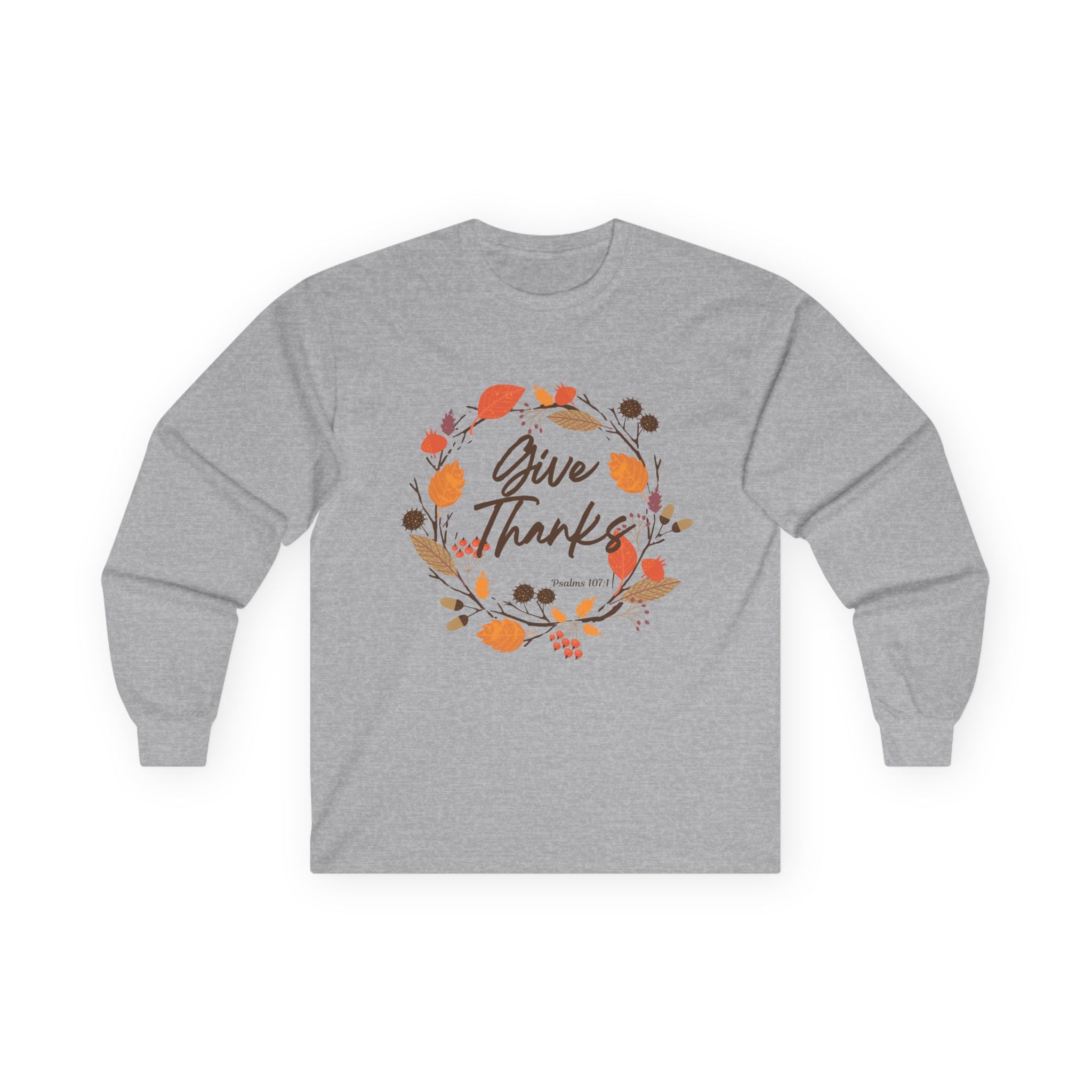 Thanksgiving Long Sleeve Tee, Fall Fashion, Give Thanks Shirt, Autumn Apparel, Holiday Gift Idea, Unisex T-shirt