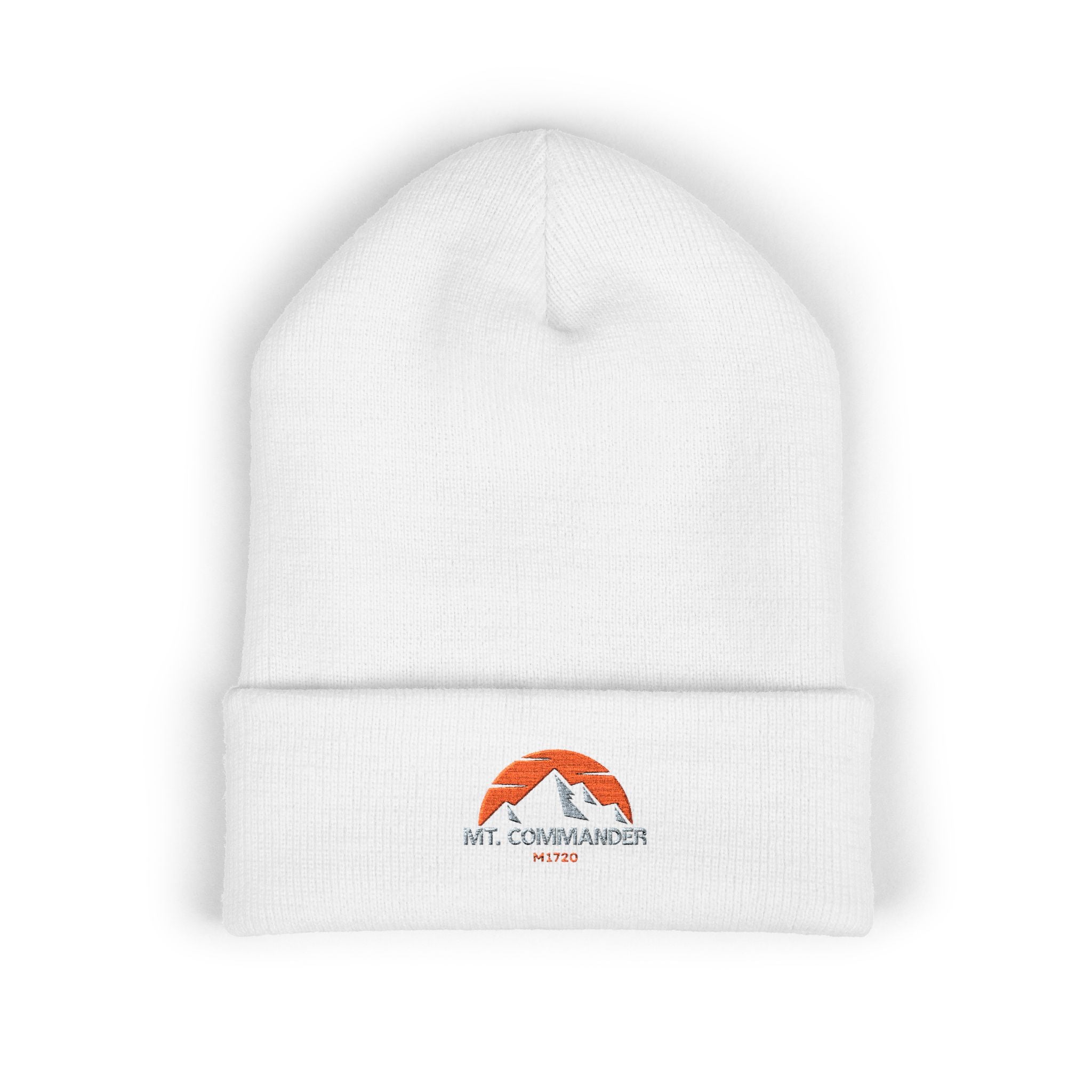 White Embroidered Beanie, Cozy Winter Hat for Outdoor Adventures, Perfect Gift for Him/Her, Skiing, Camping, Casual Wear