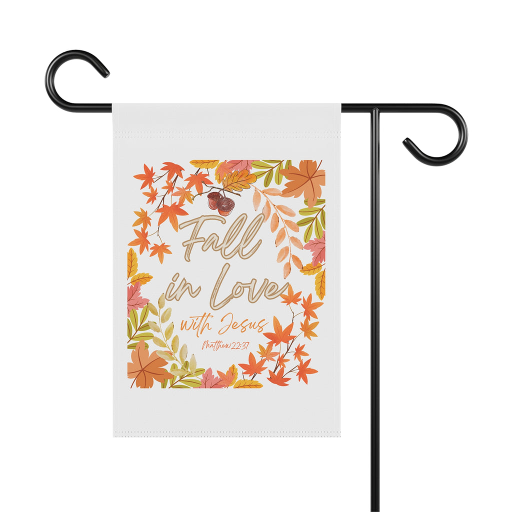 Fall in Love with Jesus Garden Banner, Autumn Home Decor, Christian Flag for Fall, Seasonal Yard Sign, Inspirational Garden Art