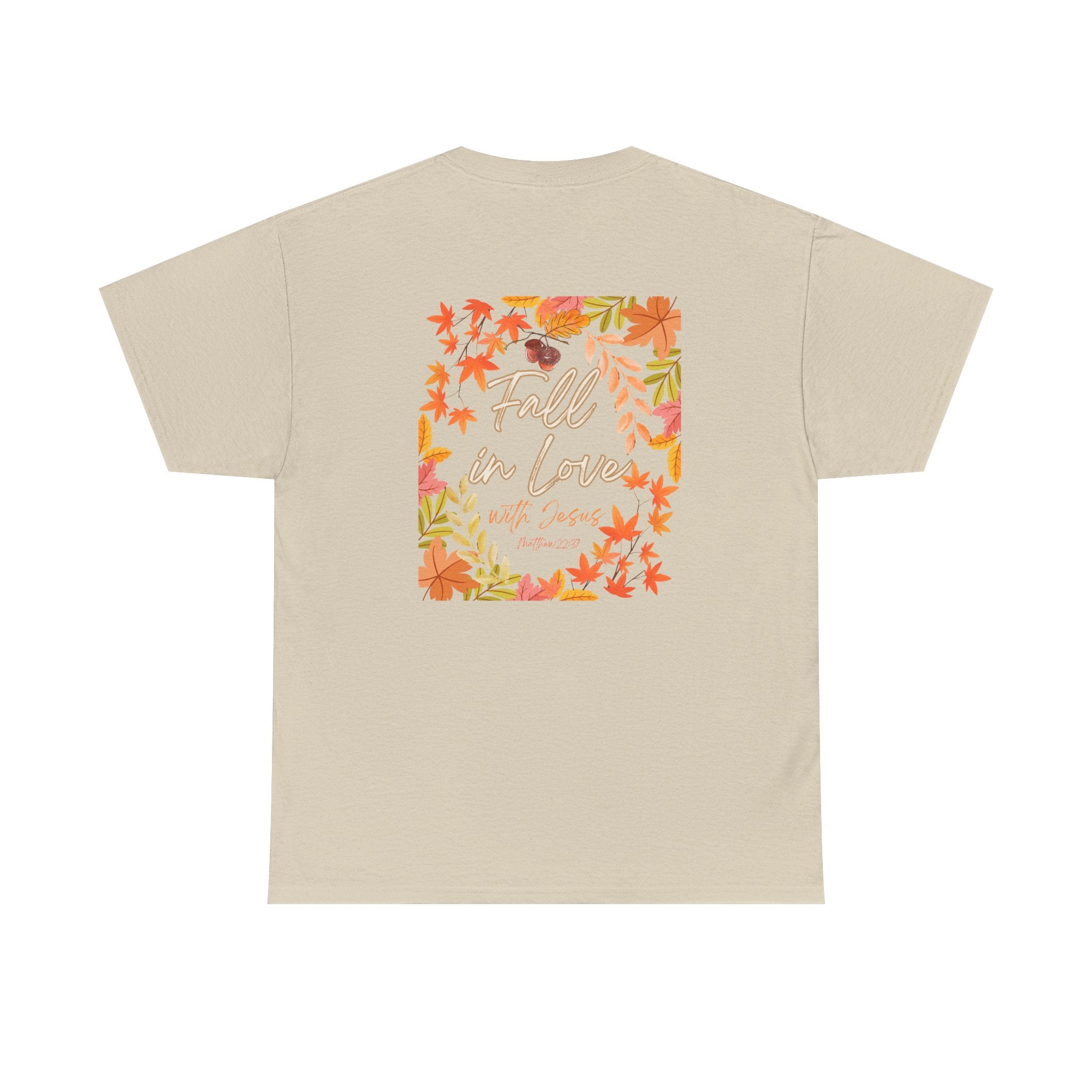 Autumn Fall in Love with Jesus Tee, Cozy Fall Shirt, Harvest Season T-shirt, Perfect Gift for Thanksgiving, Nature Lover Apparel