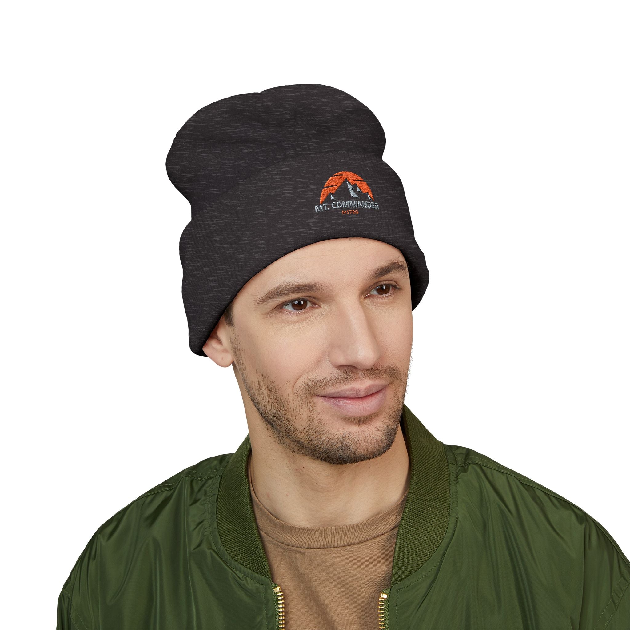 White Embroidered Beanie, Cozy Winter Hat for Outdoor Adventures, Perfect Gift for Him/Her, Skiing, Camping, Casual Wear