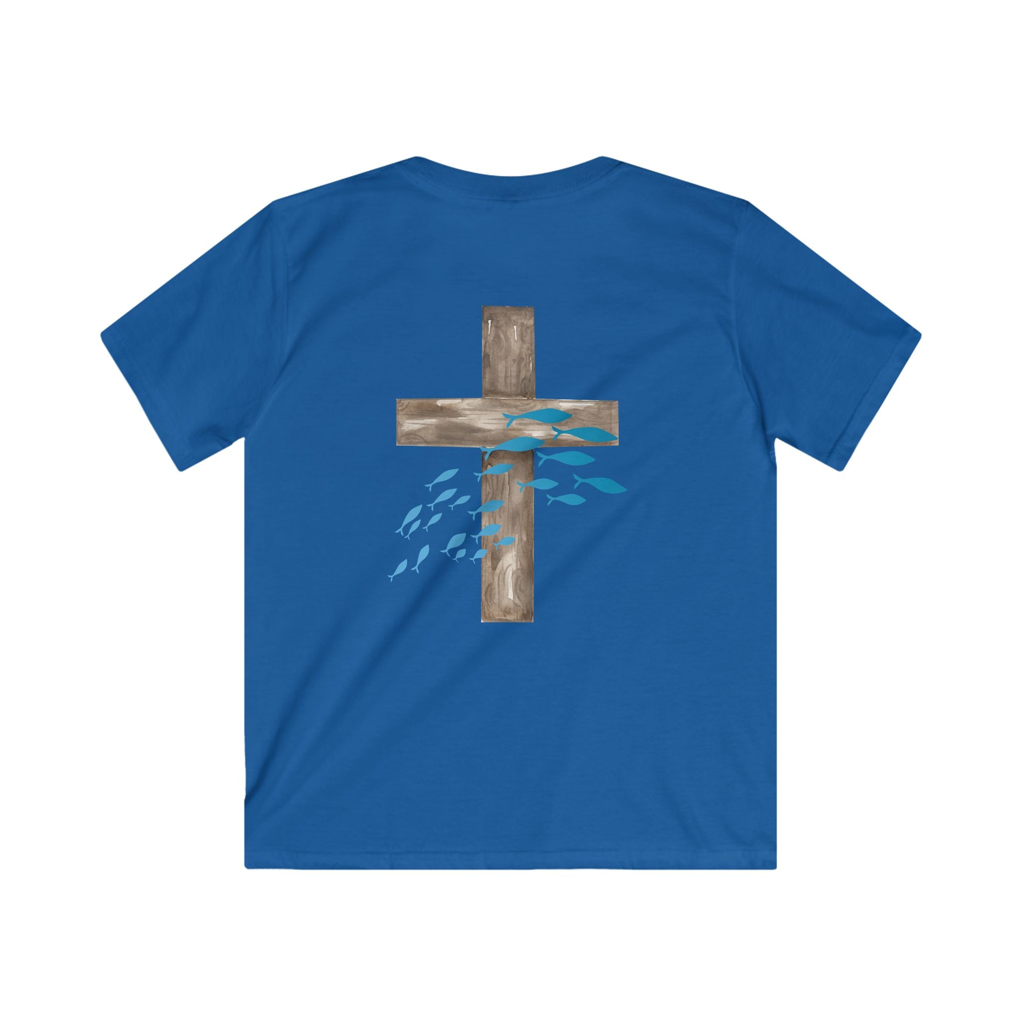 Kids Inspirational Tee with Cross Design, Christian T-Shirt for Children, Faith-Based Gift, Spiritual Apparel, Youth Softstyle Shirt