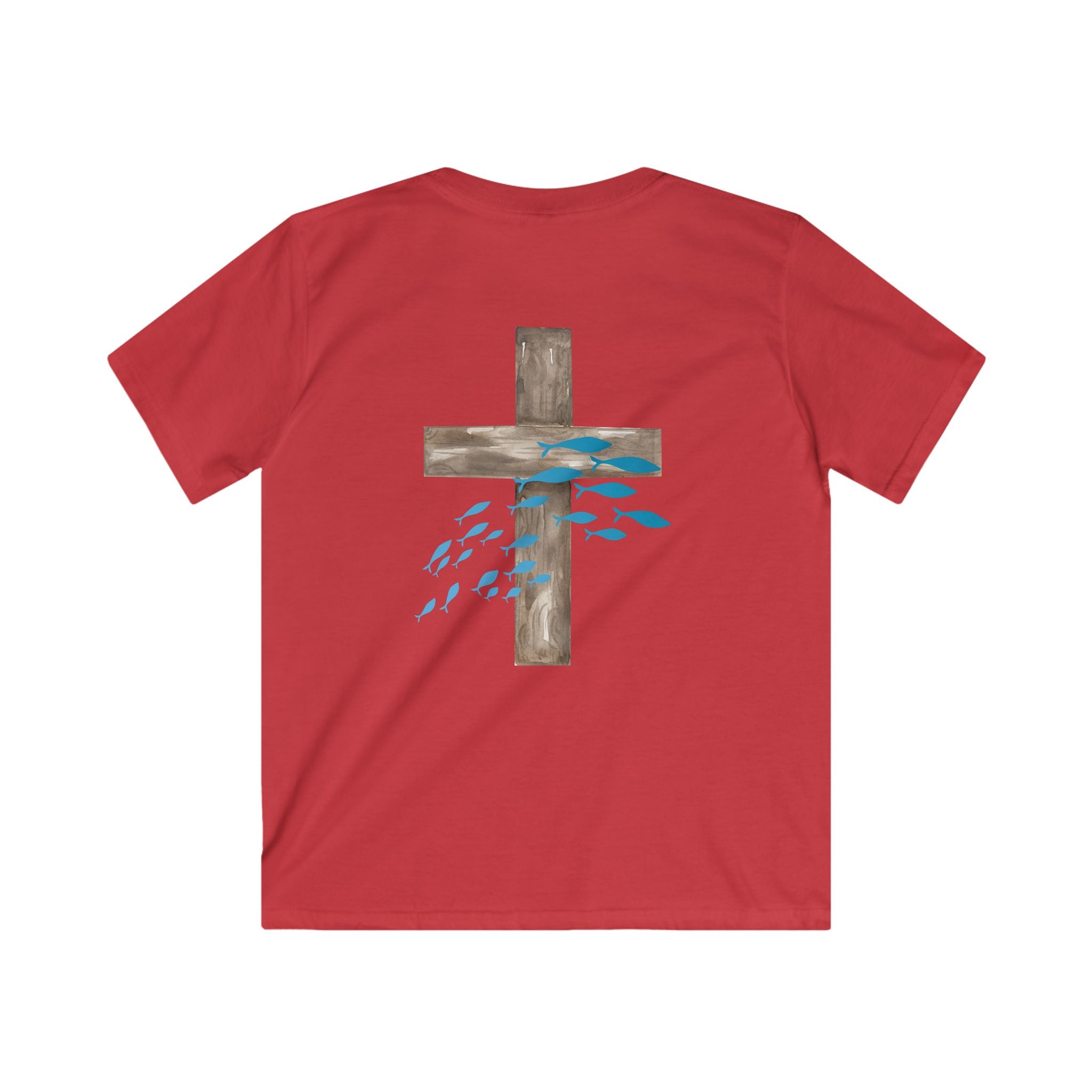 Kids Inspirational Tee with Cross Design, Christian T-Shirt for Children, Faith-Based Gift, Spiritual Apparel, Youth Softstyle Shirt