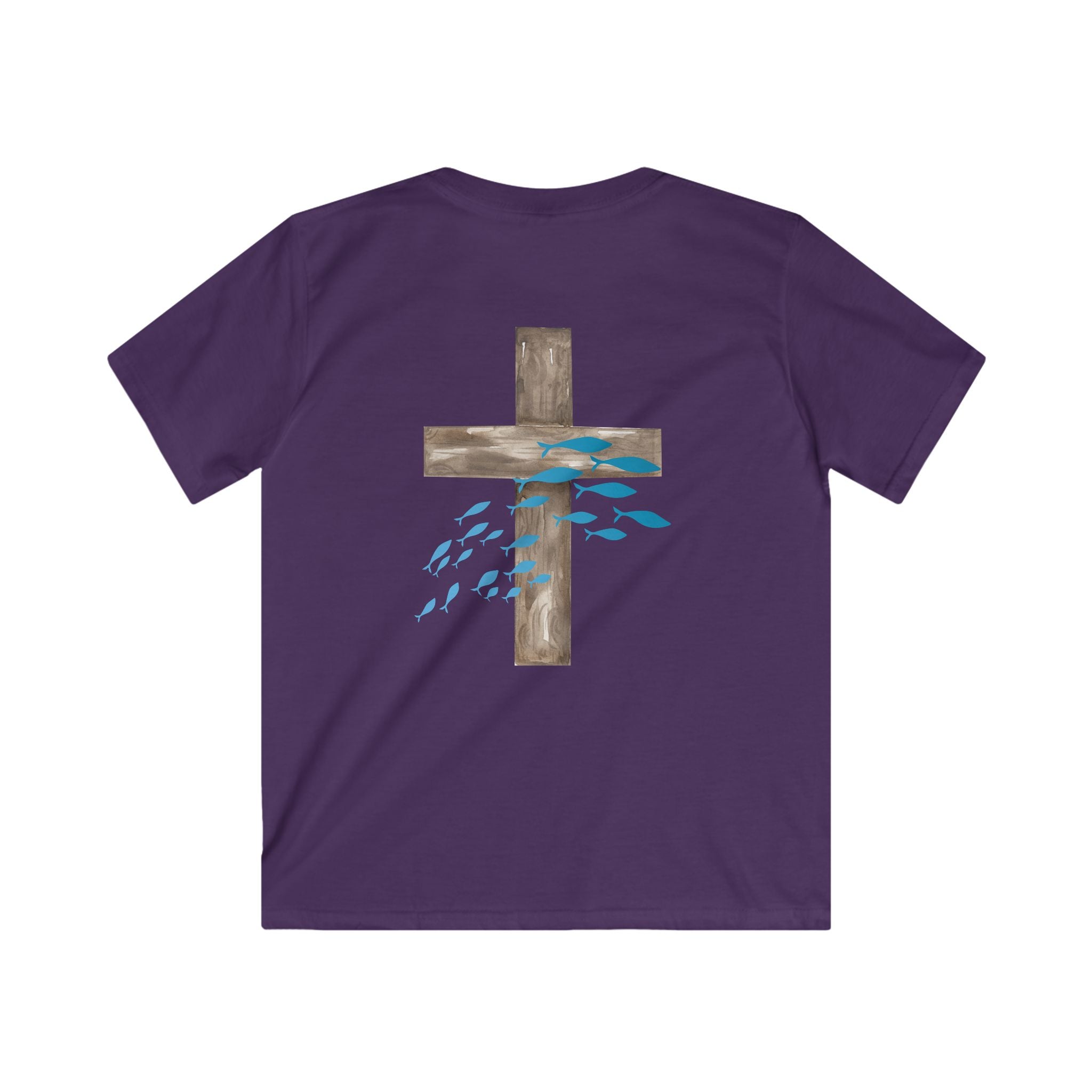 Kids Inspirational Tee with Cross Design, Christian T-Shirt for Children, Faith-Based Gift, Spiritual Apparel, Youth Softstyle Shirt