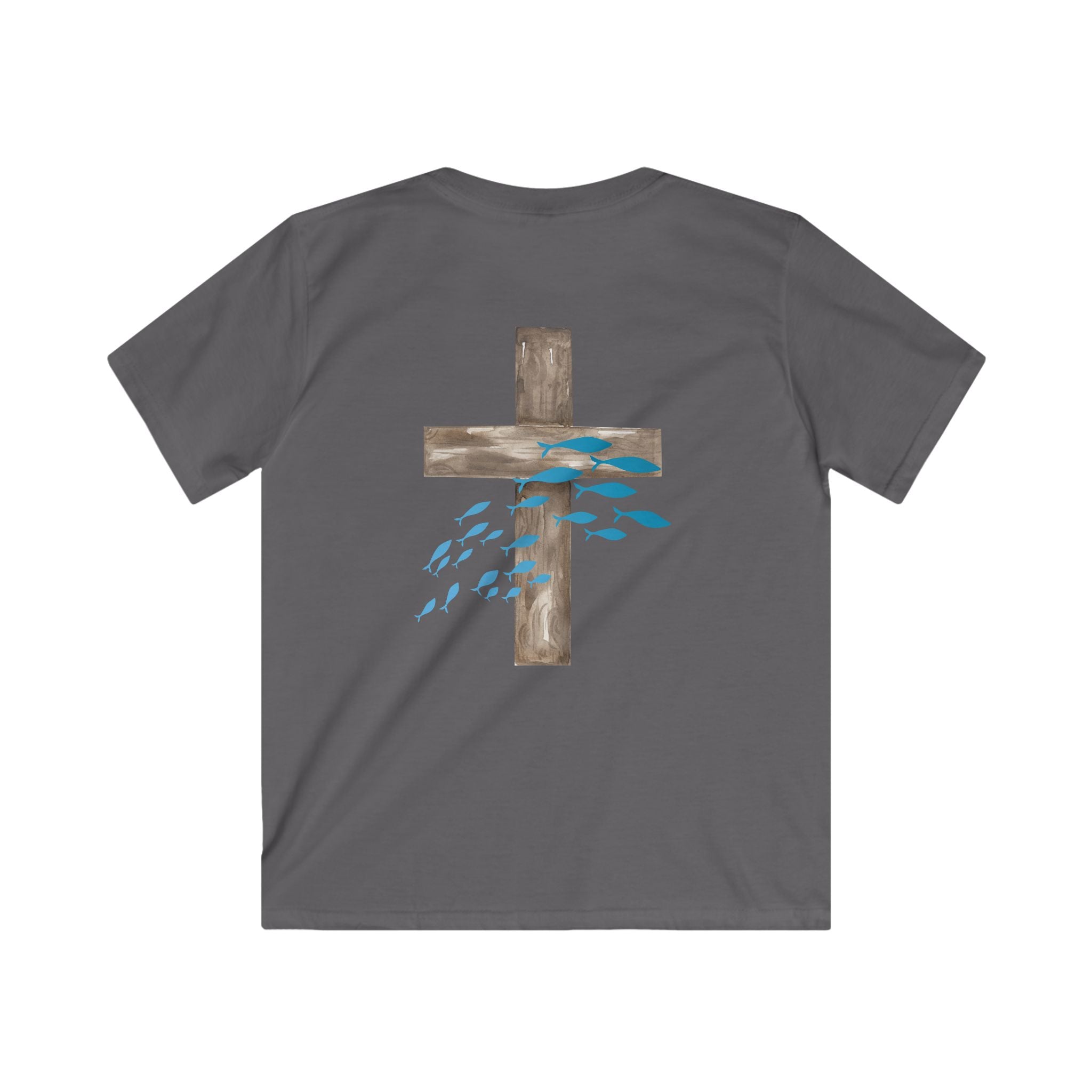 Kids Inspirational Tee with Cross Design, Christian T-Shirt for Children, Faith-Based Gift, Spiritual Apparel, Youth Softstyle Shirt