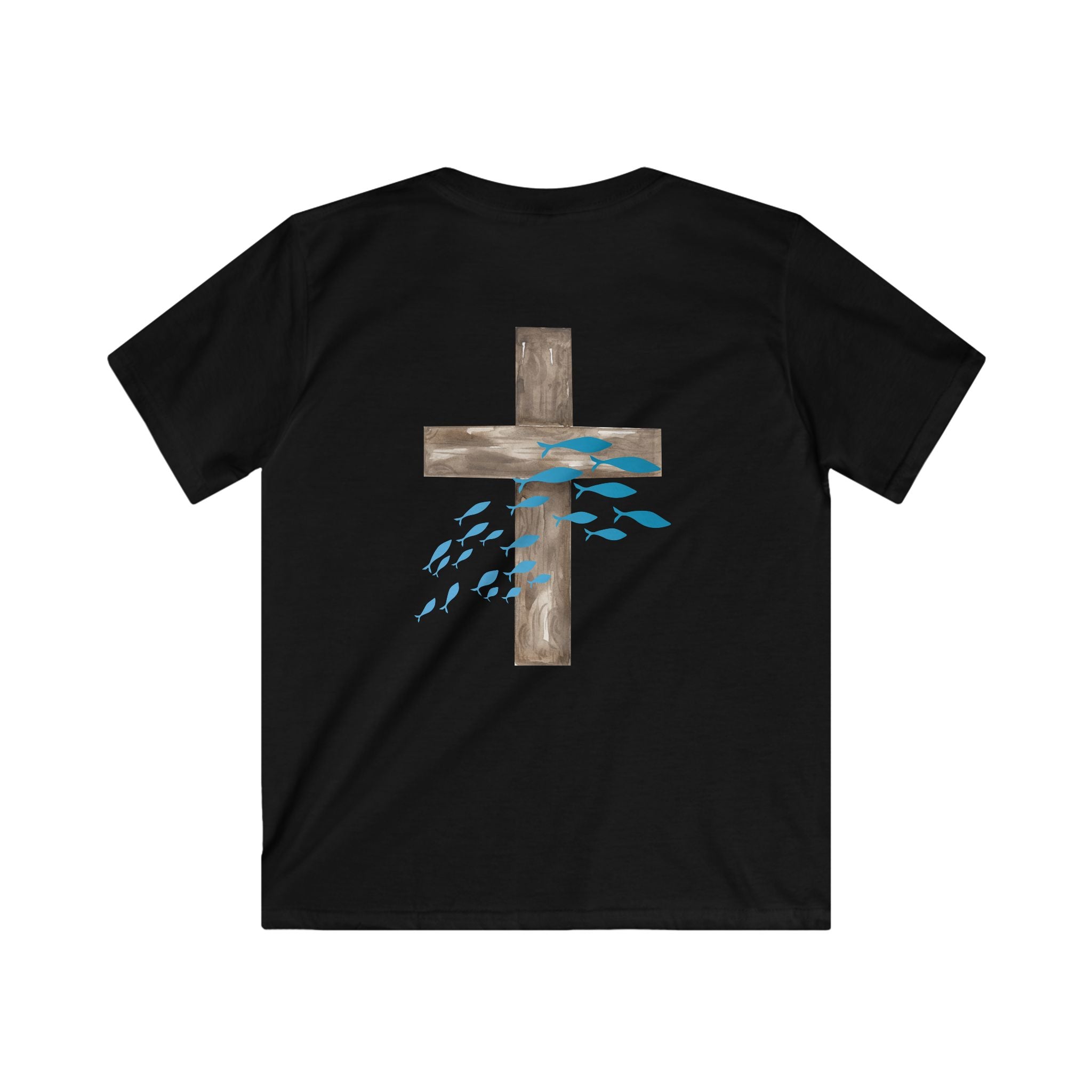 Kids Inspirational Tee with Cross Design, Christian T-Shirt for Children, Faith-Based Gift, Spiritual Apparel, Youth Softstyle Shirt