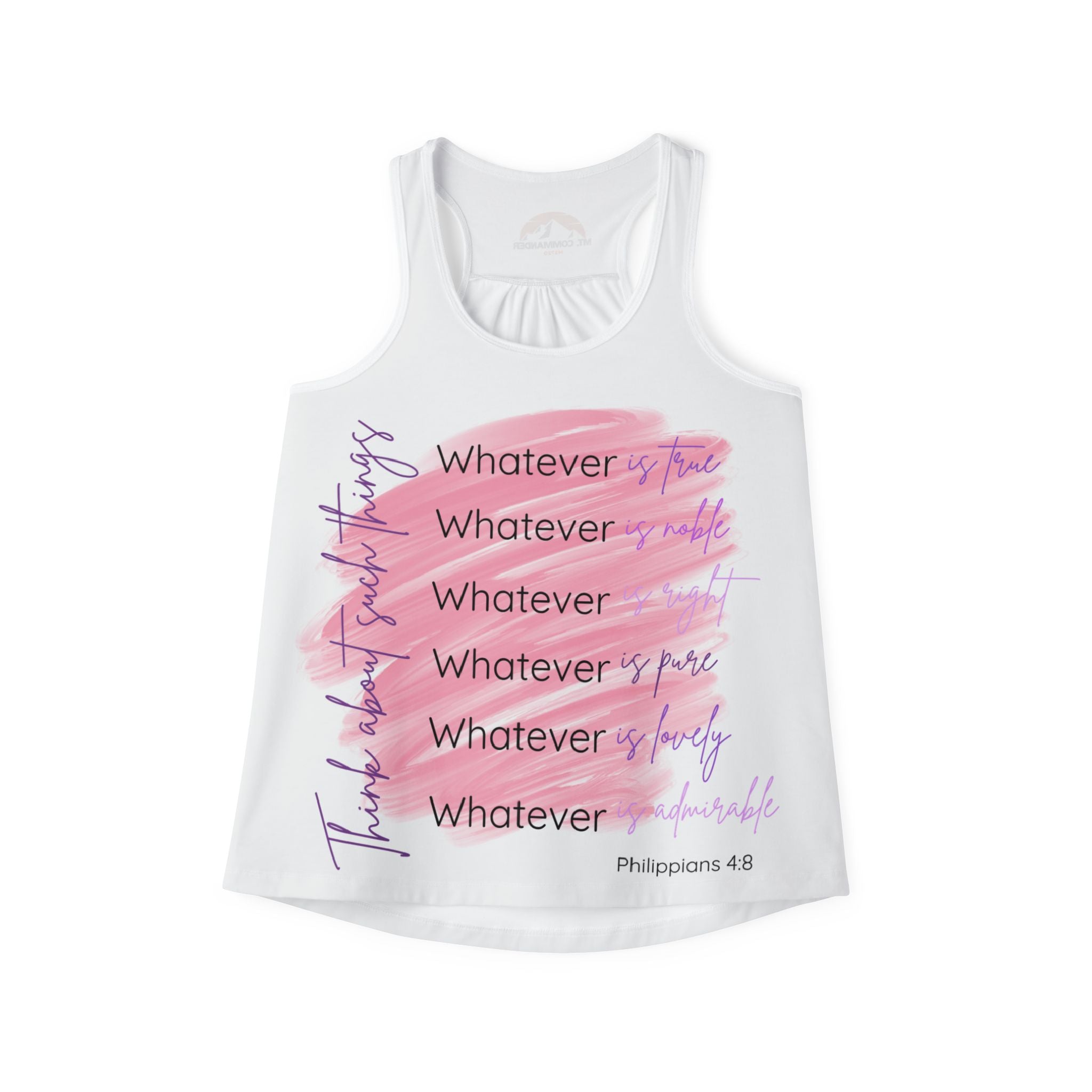 Phil. 4:8 Women's Tank Top, Motivational Workout Tee, Positive Quote Shirt, Summer Activewear, Gift for Her