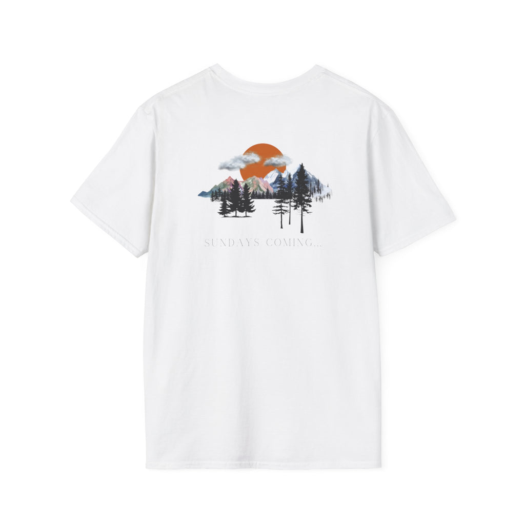 Sundays Coming Softstyle T-Shirt | Nature Lover Tee, Outdoor Adventure Gift, Camping Shirt, Unisex Graphic Tee