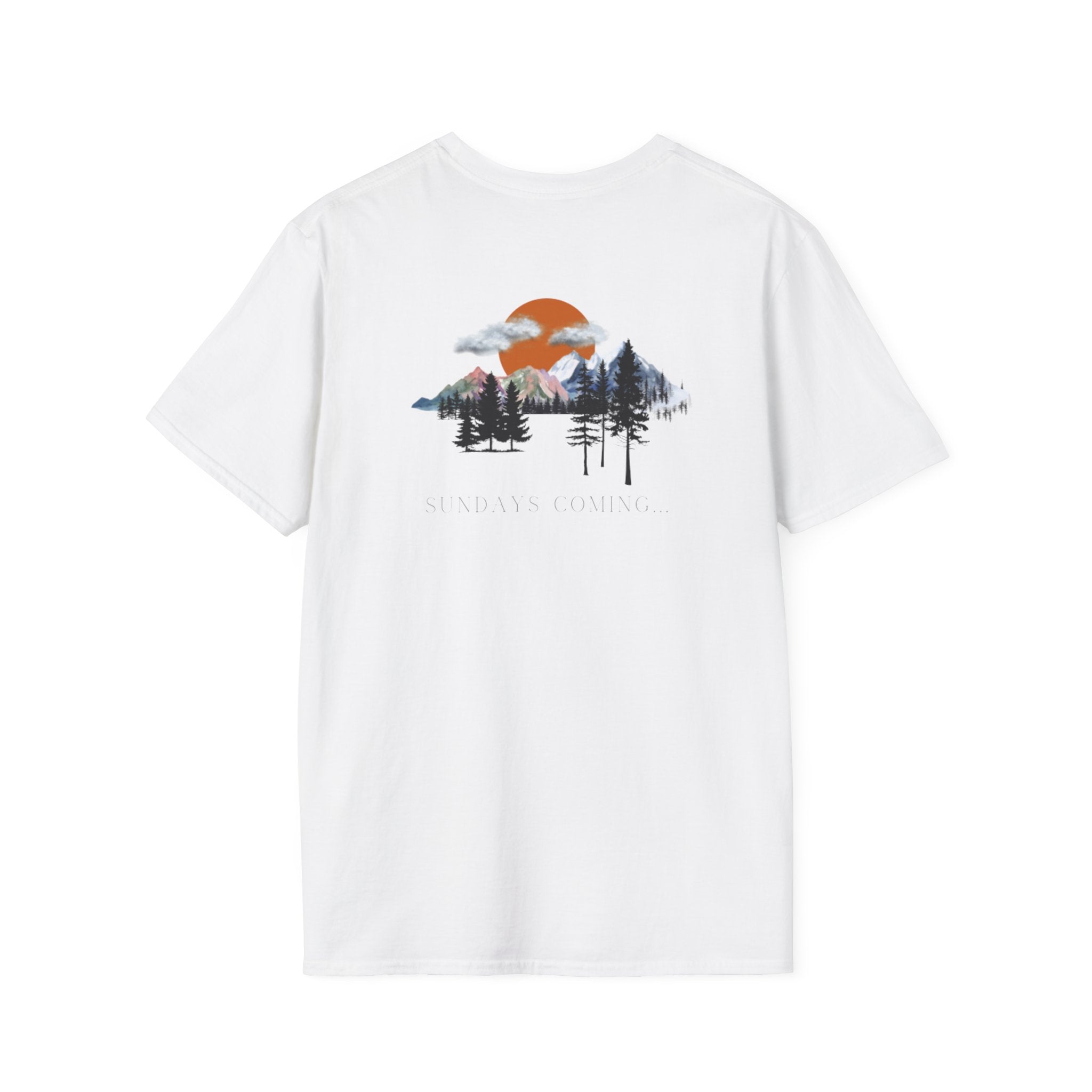 Sundays Coming Softstyle T-Shirt | Nature Lover Tee, Outdoor Adventure Gift, Camping Shirt, Unisex Graphic Tee
