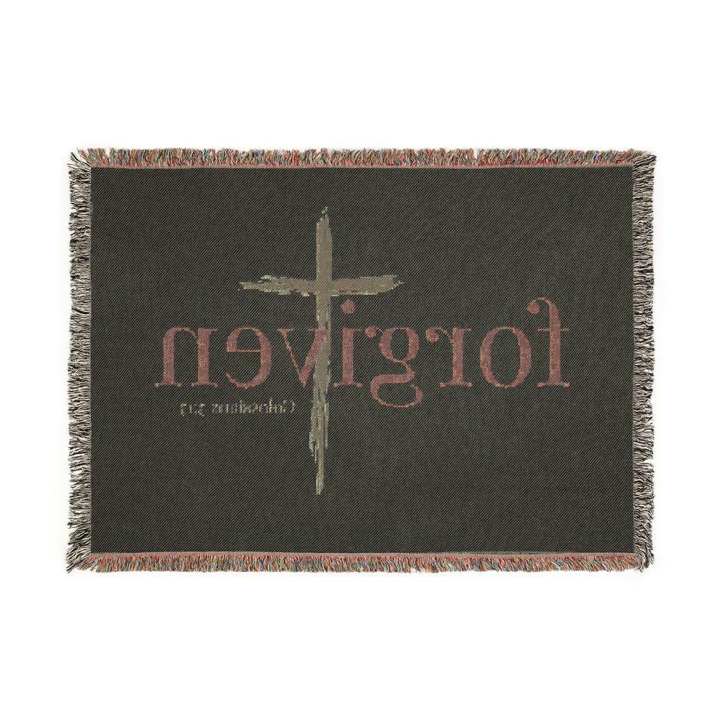 Faith-Inspired Woven Blanket, Cozy Throw, Spiritual Gift, Home Décor, Christian Blanket, Forgiven Design