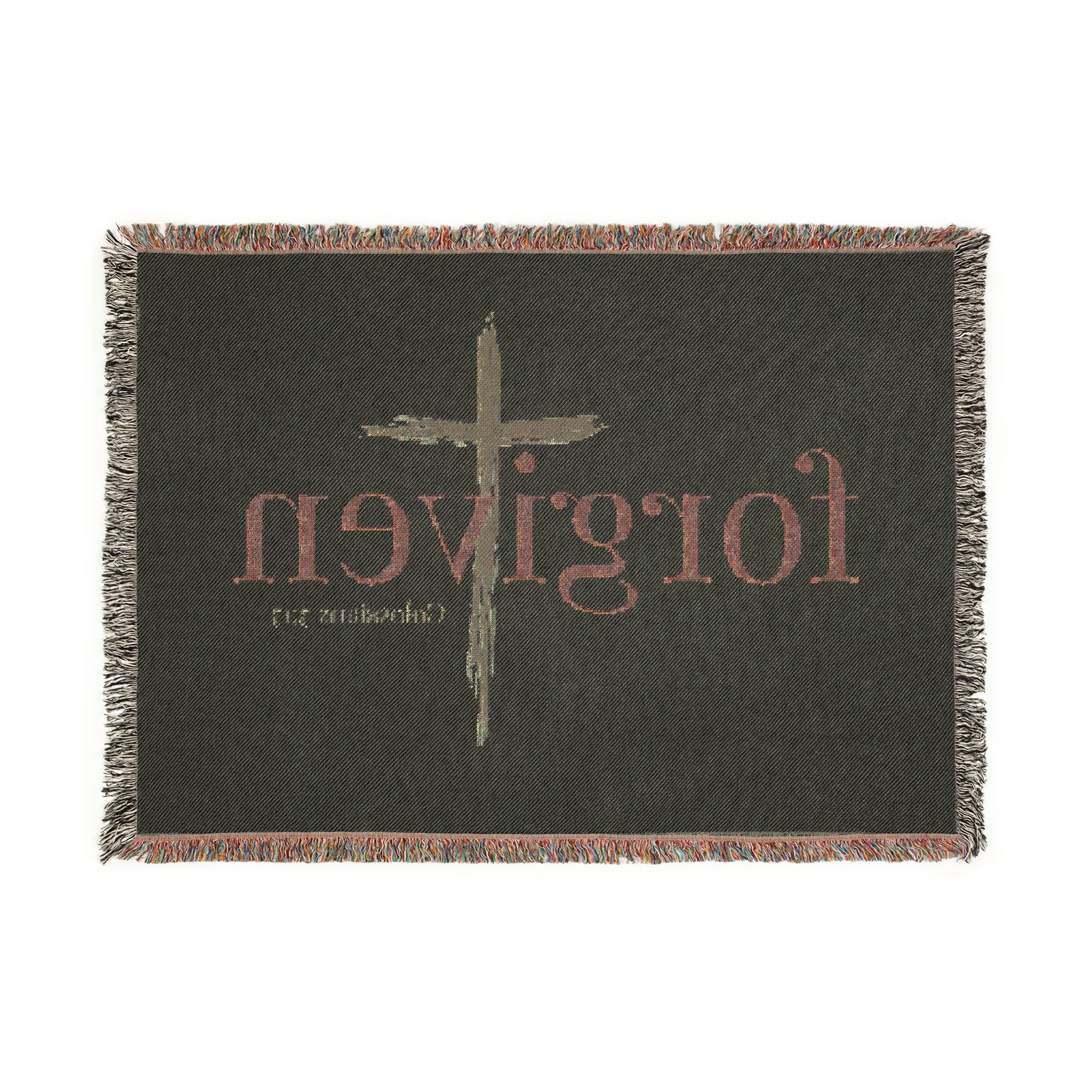 Faith-Inspired Woven Blanket, Cozy Throw, Spiritual Gift, Home Décor, Christian Blanket, Forgiven Design