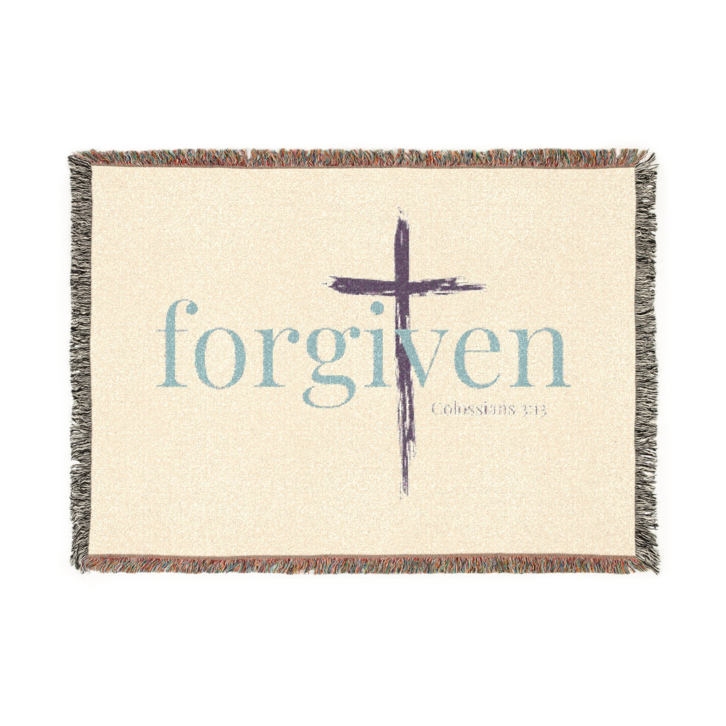 Faith-Inspired Woven Blanket, Cozy Throw, Spiritual Gift, Home Décor, Christian Blanket, Forgiven Design