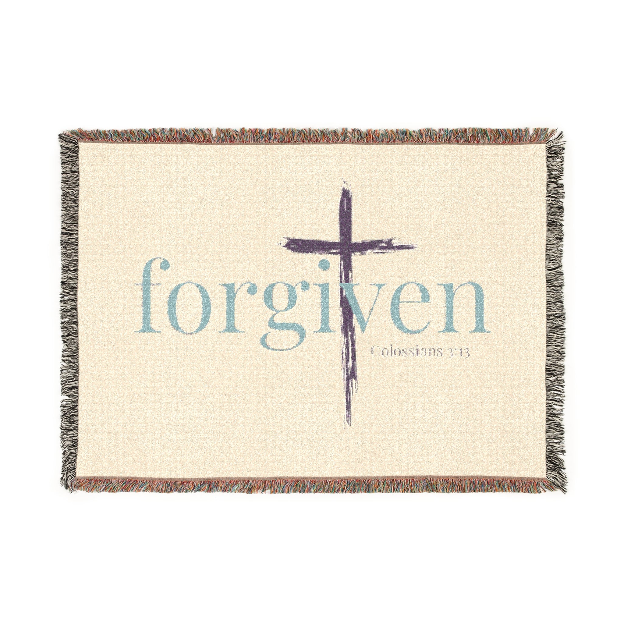 Faith-Inspired Woven Blanket, Cozy Throw, Spiritual Gift, Home Décor, Christian Blanket, Forgiven Design