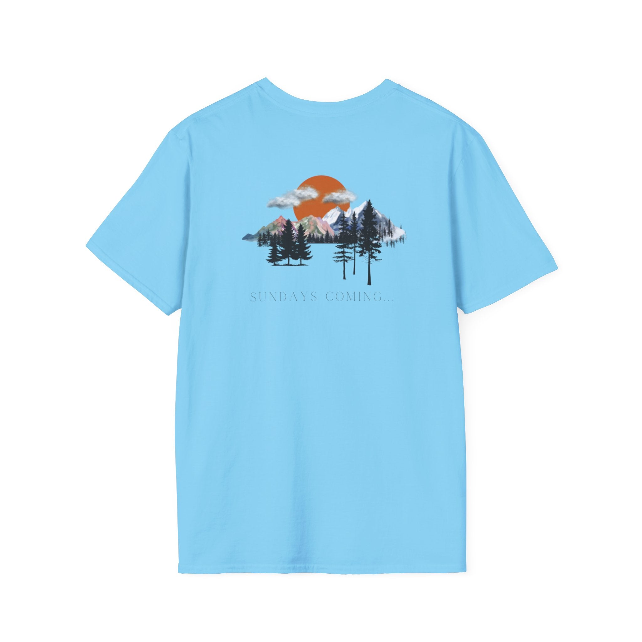 Sundays Coming Softstyle T-Shirt | Nature Lover Tee, Outdoor Adventure Gift, Camping Shirt, Unisex Graphic Tee