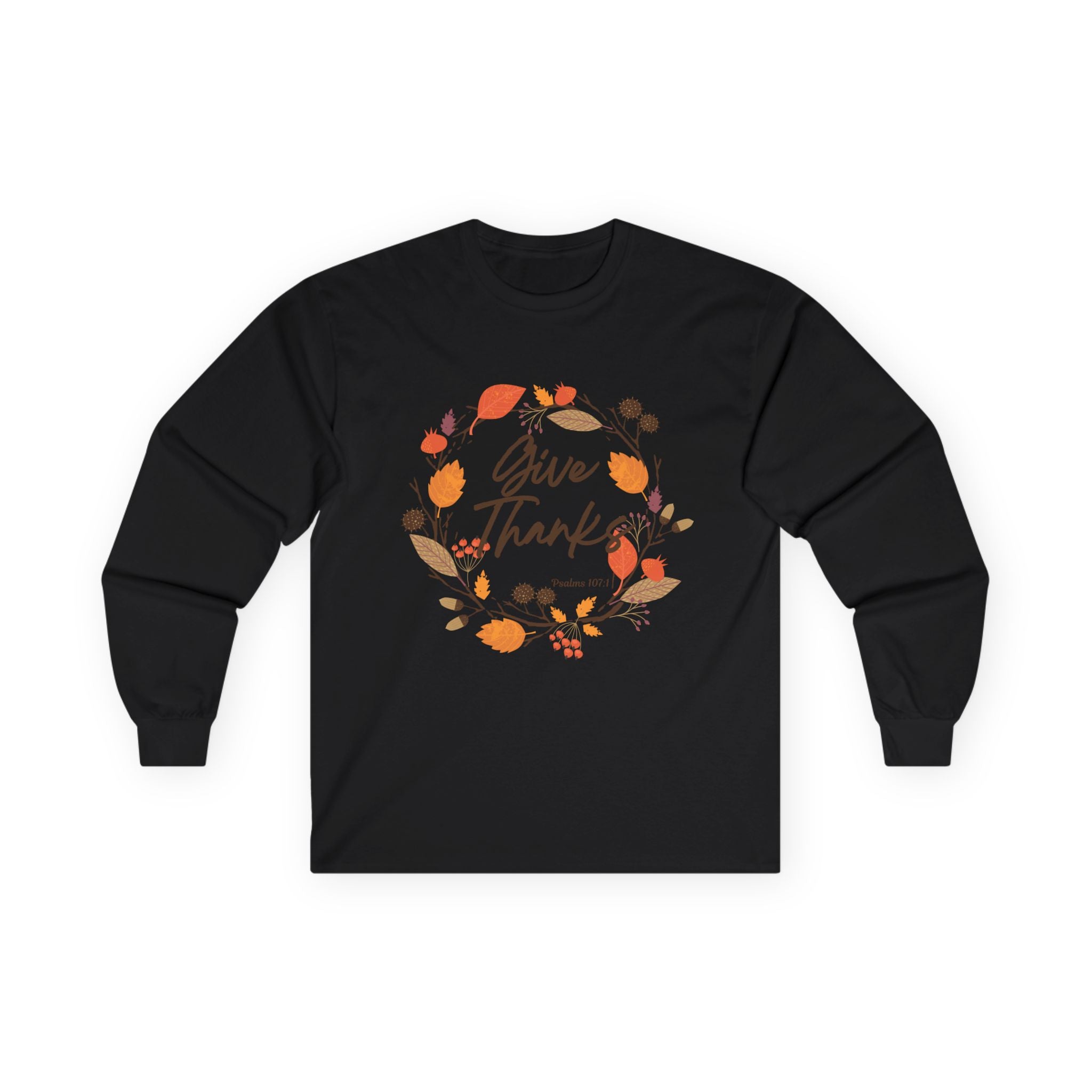 Thanksgiving Long Sleeve Tee, Fall Fashion, Give Thanks Shirt, Autumn Apparel, Holiday Gift Idea, Unisex T-shirt