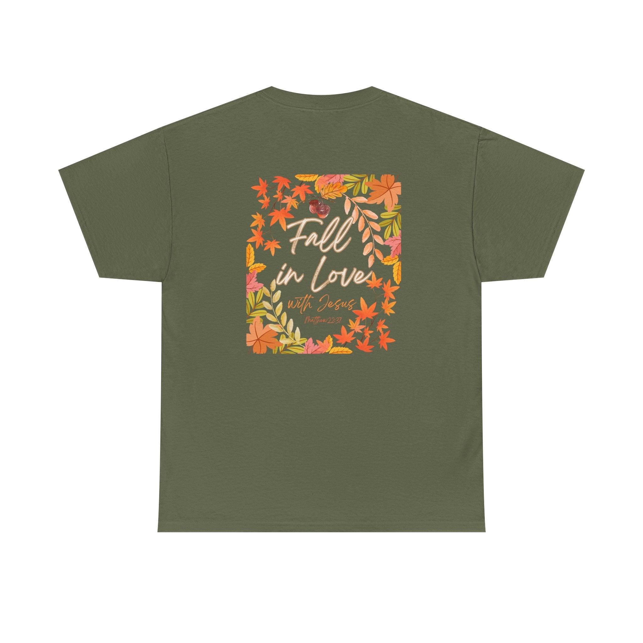 Autumn Fall in Love with Jesus Tee, Cozy Fall Shirt, Harvest Season T-shirt, Perfect Gift for Thanksgiving, Nature Lover Apparel