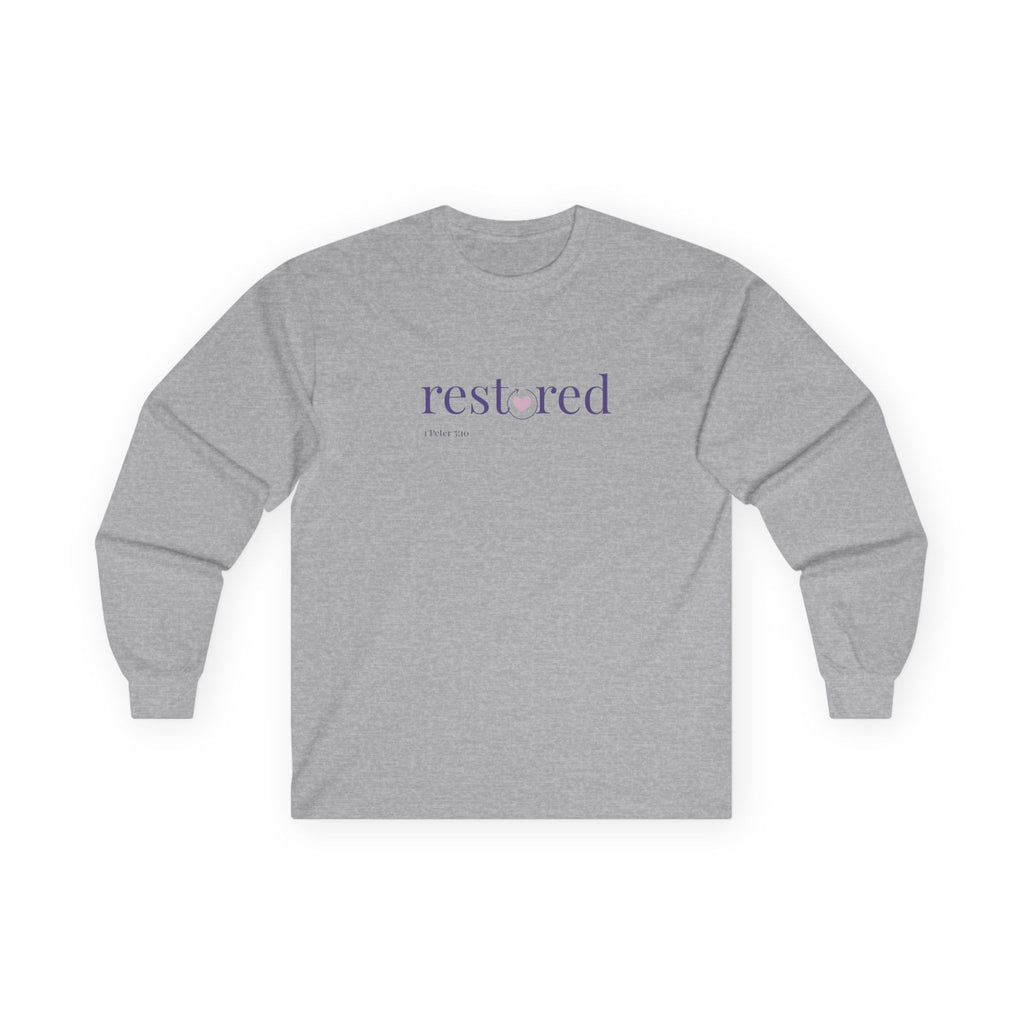 Women's 1 Peter 5:10 Long Sleeve Tee, Inspirational Shirt, Motivational Gift, Recovery Apparel, Perfect for Self-Care Days, Casual Wear