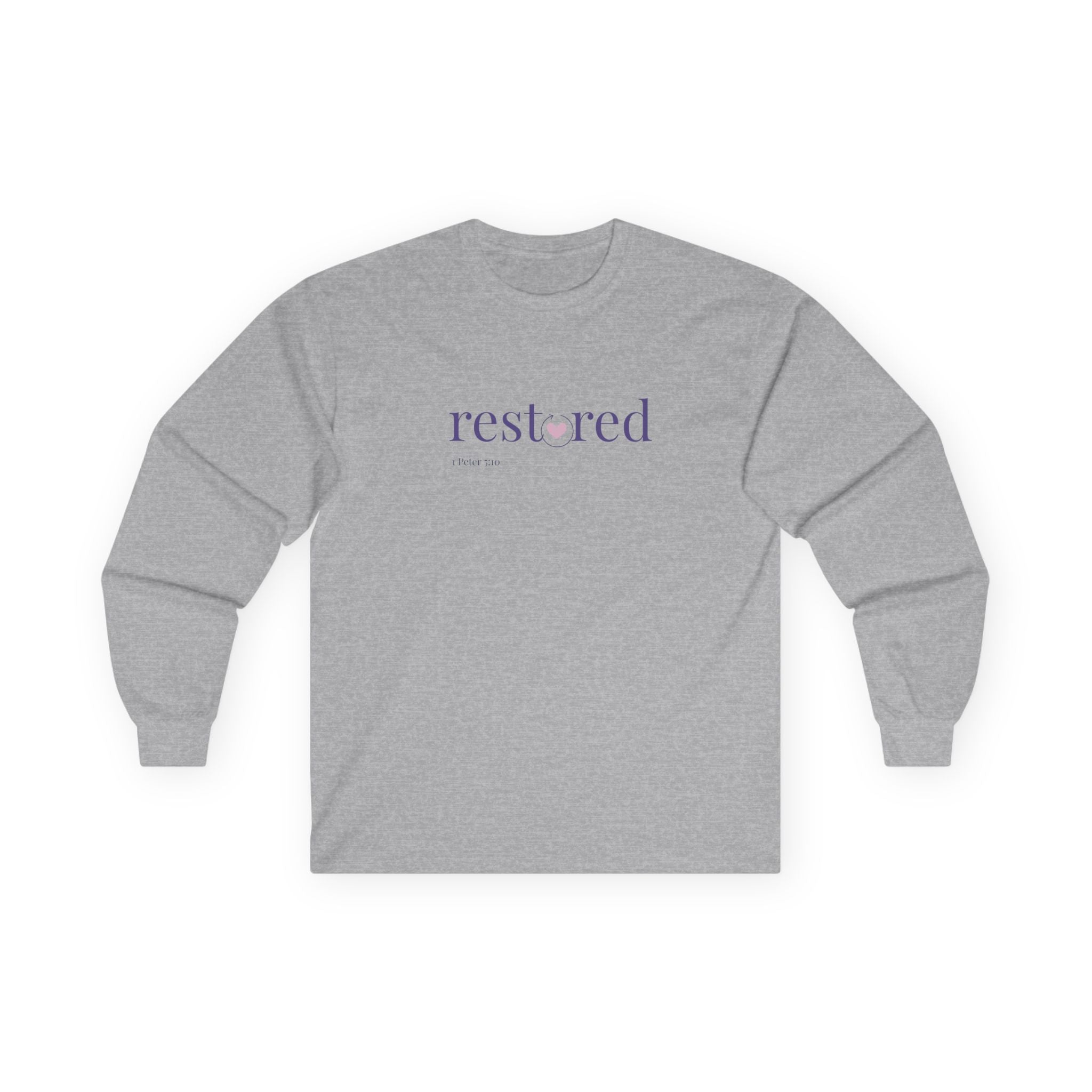 Women's 1 Peter 5:10 Long Sleeve Tee, Inspirational Shirt, Motivational Gift, Recovery Apparel, Perfect for Self-Care Days, Casual Wear