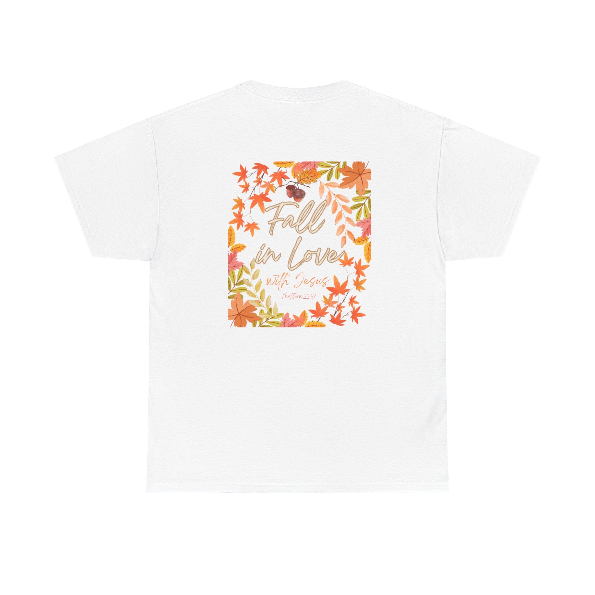 Autumn Fall in Love with Jesus Tee, Cozy Fall Shirt, Harvest Season T-shirt, Perfect Gift for Thanksgiving, Nature Lover Apparel