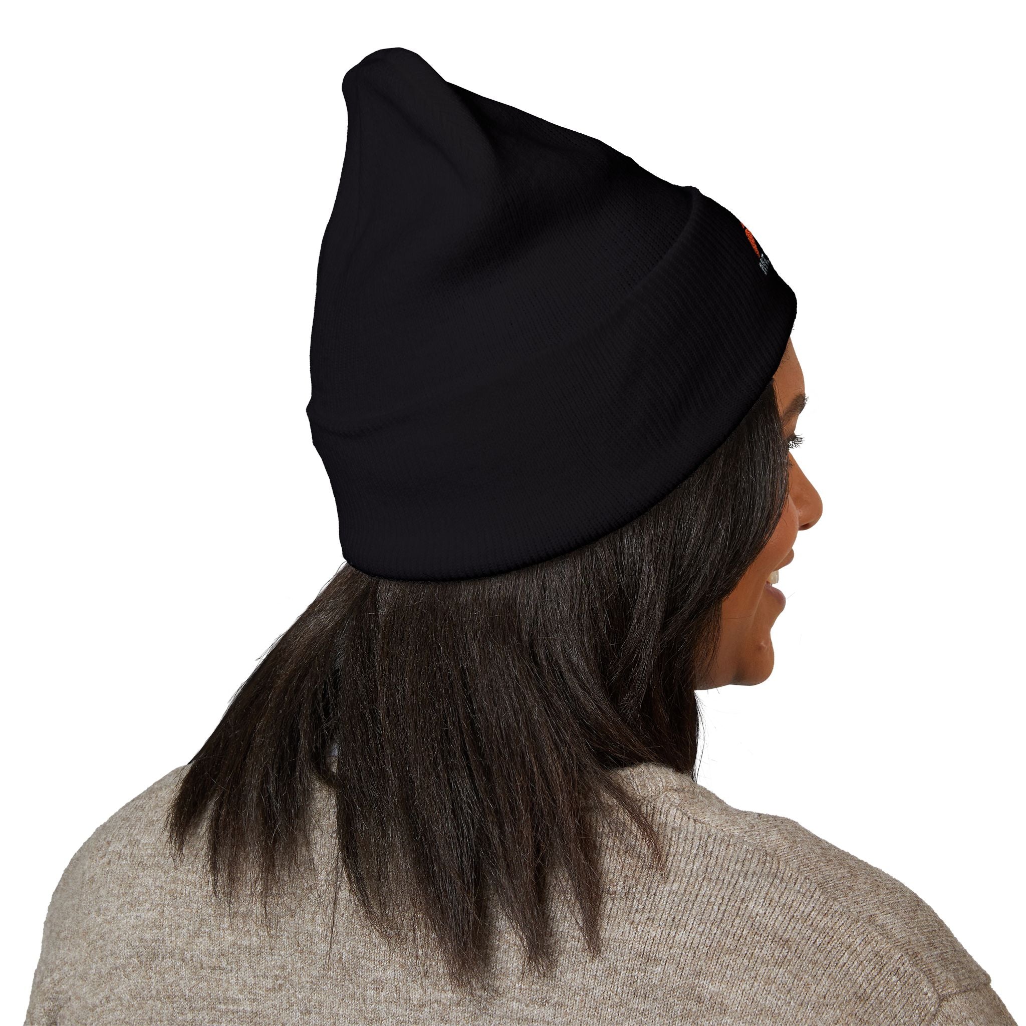 White Embroidered Beanie, Cozy Winter Hat for Outdoor Adventures, Perfect Gift for Him/Her, Skiing, Camping, Casual Wear
