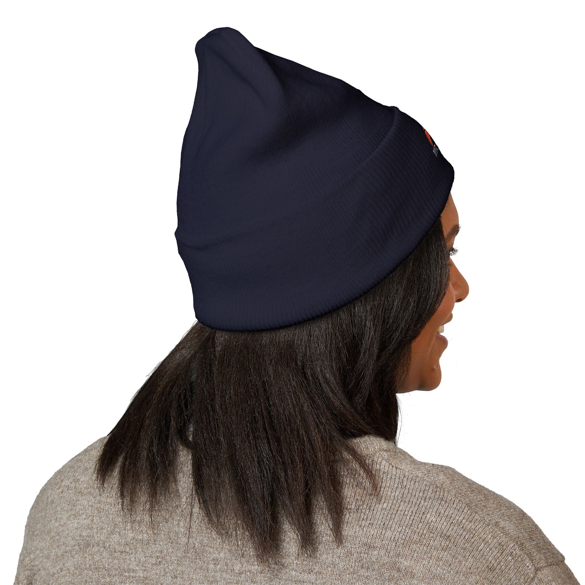 White Embroidered Beanie, Cozy Winter Hat for Outdoor Adventures, Perfect Gift for Him/Her, Skiing, Camping, Casual Wear